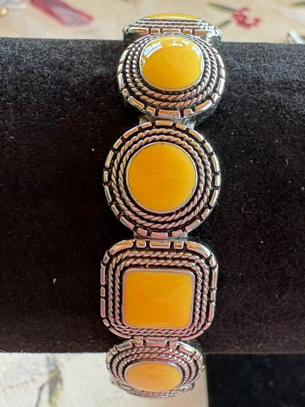 Silver and Yellow Stretch Bracelet